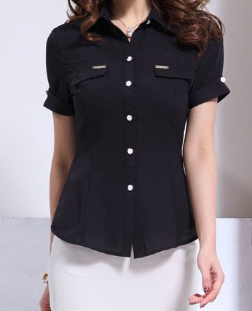黑色短袖衬衣